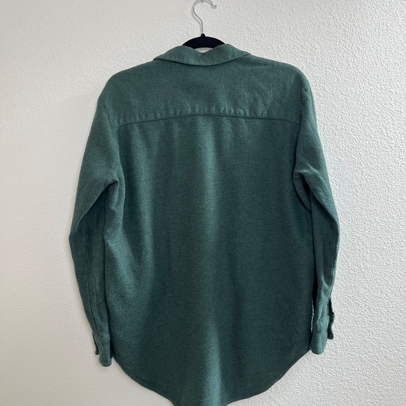 Madewell Sunday Button Down Flannel Shirt Green With Pockets - Picture 7 of 7